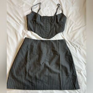 Grey Pinstripe Corset + Skirt Set